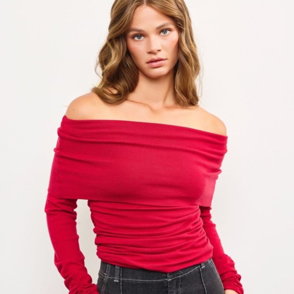 Off the Shoulder Red Sweater
